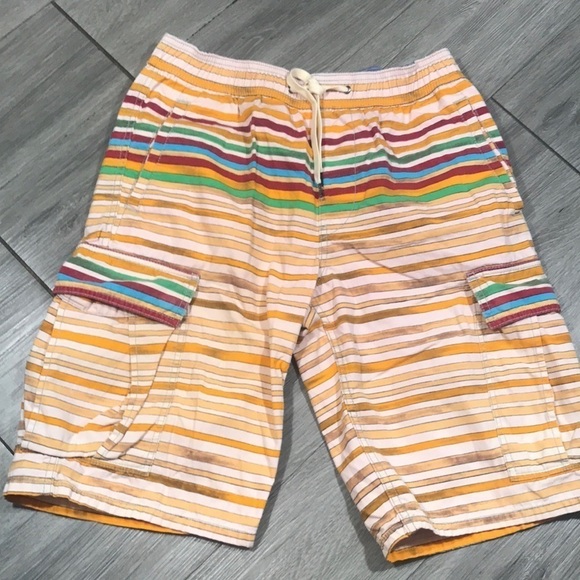 LRG Long Striped Cargo Style Pull-On Elastic Waist Shorts size 30 - Picture 1 of 9
